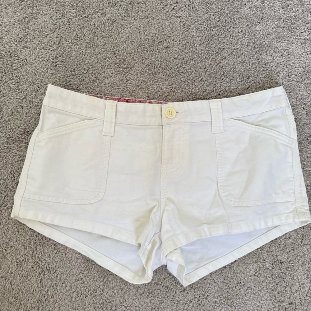 Abercrombie Fitch White Micro Shorts Sz 4 Y2K 90s 2000s Vintage Low Rise Denim